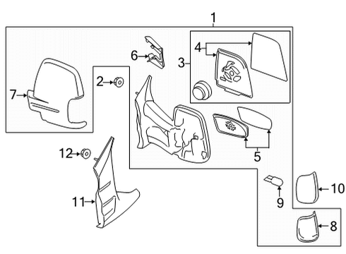 2020 Ford Transit-350 Mirrors Mirror Glass Diagram for BK3Z-17K707-B