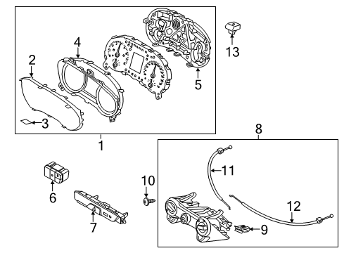 2019 Kia Rio Cluster & Switches, Instrument Panel Plate-Window Diagram for 94370H8000