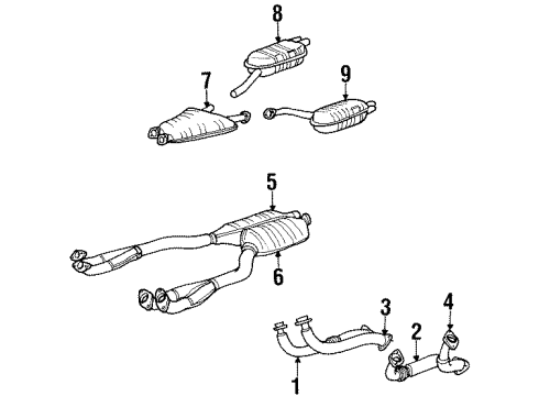 1996 BMW 840Ci Exhaust Components Rear Muffler Right Diagram for 18101702504