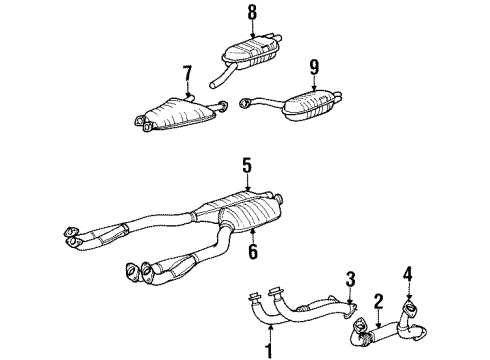 1995 BMW 850Ci Exhaust Components Rear Muffler Right Diagram for 18101316199