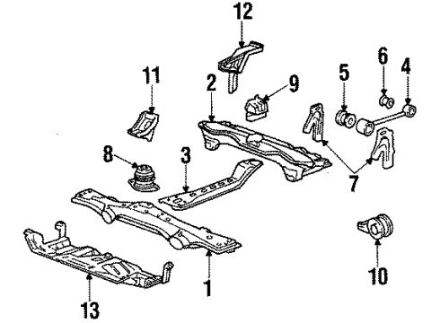 1985 Honda Prelude Engine Mounting Bracket, R. Torque Rod Diagram for 50842-SB0-010