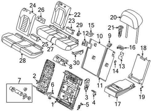 2020 BMW X5 Second Row Seats Spare Parts Kit Diagram for 52206994317