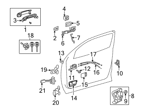 2021 Toyota Sequoia Front Door Handle, Outside Diagram for 69210-0C040-C0