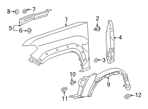 2021 Toyota Tacoma Fender & Components Fender Diagram for 53812-04110