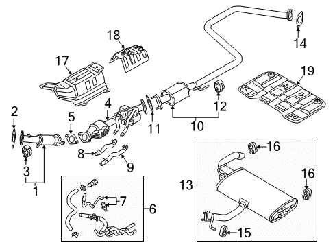 2018 Hyundai Ioniq Exhaust Components Front Muffler Assembly Diagram for 28610-G2131
