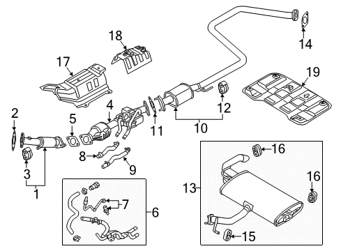 2018 Hyundai Ioniq Exhaust Components Rear Muffler Assembly Diagram for 28710-G2130