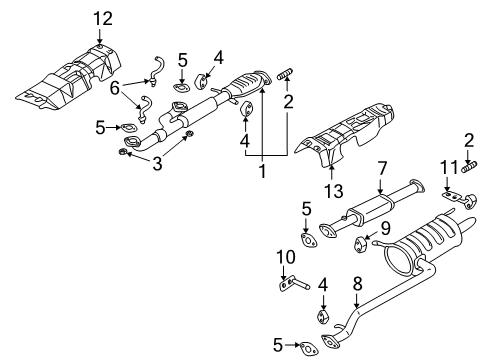 2002 Hyundai XG350 Exhaust Components Tail With Muffler Pipe Diagram for 28700-39720