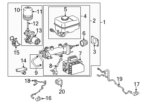 2014 Lexus LX570 ABS Components Cylinder Assembly, Brake Diagram for 47050-60510