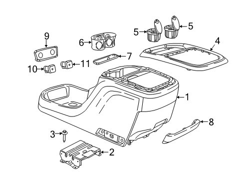 2017 Chrysler Pacifica Center Console Mat-Floor Console Diagram for 5RS89DX9AA