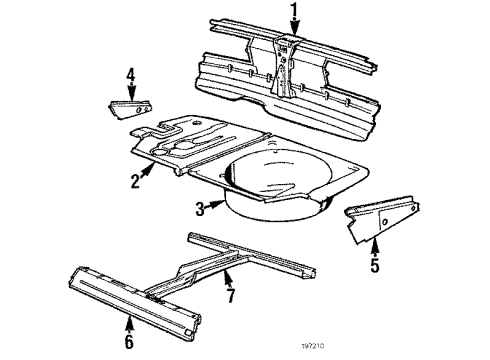 1986 BMW 535i Rear Body Floor Panel Trunk Lateral Diagram for 41121903728