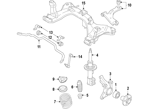 2017 Ford Fiesta Front Suspension Components, Lower Control Arm, Stabilizer Bar Suspension Crossmember Diagram for D2BZ-5019-A