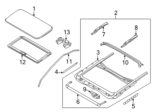 2017 Nissan Quest Sunroof Rail Complete-SUNROOF Diagram for 91306-1JA1A