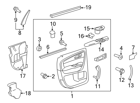 2009 Chevrolet Traverse Interior Trim - Rear Door Door Trim Panel Stud Diagram for 11561499