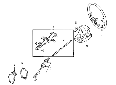 2006 Toyota Highlander Steering Column & Wheel, Steering Gear & Linkage Steering Wheel Diagram for 45100-28340-B2