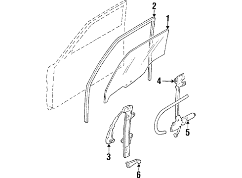 1999 Ford Escort Front Door - Glass & Hardware Window Regulator Diagram for F7CZ5423200AA