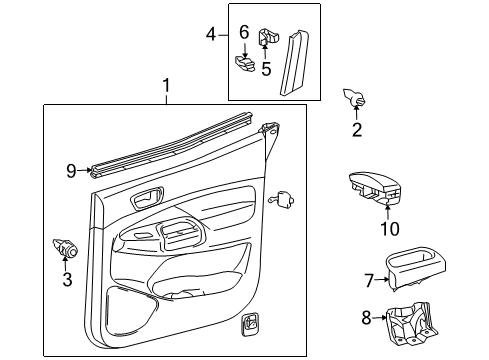 2012 Toyota Tacoma Rear Door Pull Handle Bracket Diagram for 67625-04030