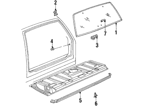 1985 GMC S15 Jimmy Tail Gate - Glass & Hardware Support Rod Diagram for 15594237