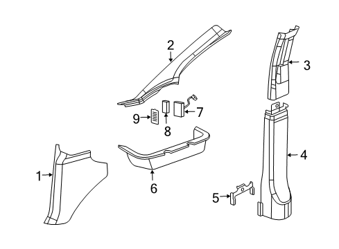 2003 GMC Savana 2500 Interior Trim - Pillars, Rocker & Floor Cowl Kick Panel Diagram for 15104259