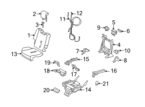 2012 Scion xD Rear Seat Components Lower Support Diagram for 71033-52030