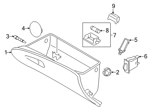 2016 Hyundai Tucson Glove Box Housing Assembly-Glove Box Diagram for 84510-D3100-TGG