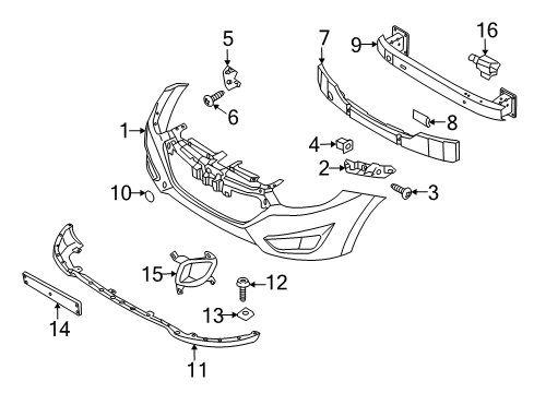 2015 Hyundai Tucson Front Bumper Bracket-Front Bumper Mounting Side, LH Diagram for 86513-2S000