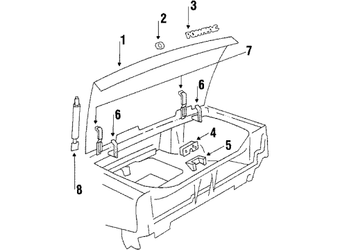 1984 Pontiac Phoenix Trunk Support, Rear Compartment Lid Strut Diagram for 20234501