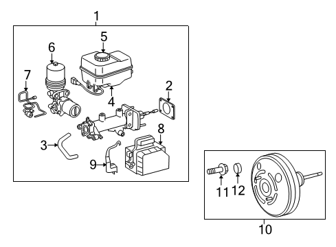 2008 Toyota Tacoma Hydraulic System Reservoir Assembly Diagram for 47220-04060