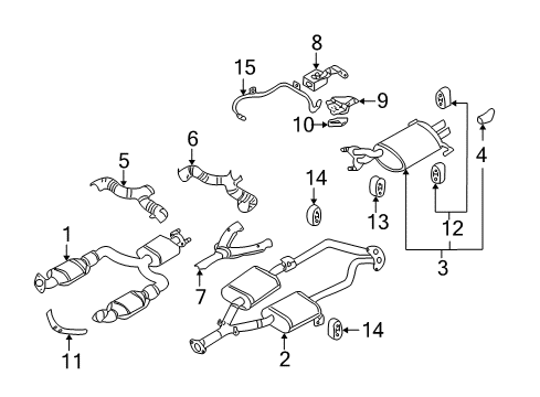 2006 Infiniti Q45 Exhaust Components Exhaust Sub Muffler Assembly Diagram for 20300-CW50A