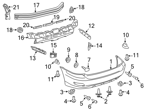 2008 Lexus RX350 Rear Bumper Mount Bolt Diagram for 52791-33010