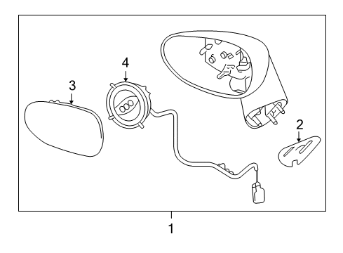 2010 Saturn Sky Mirrors Mirror-Outside Rear View (Reflector Glass & Backing Plate) Diagram for 15236511