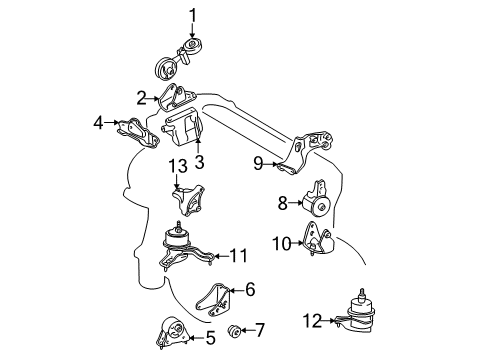 2007 Toyota Highlander Engine & Trans Mounting Front Bracket Diagram for 12311-28030
