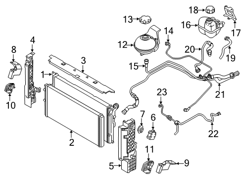 2017 BMW i8 Radiator & Components Line, Coolant Pump-Connection Radiator Diagram for 17127640849