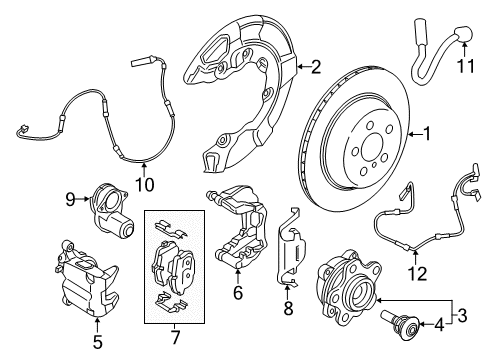 2017 BMW 740i xDrive Brake Components Brake Caliper, Black, Left Diagram for 34216870574