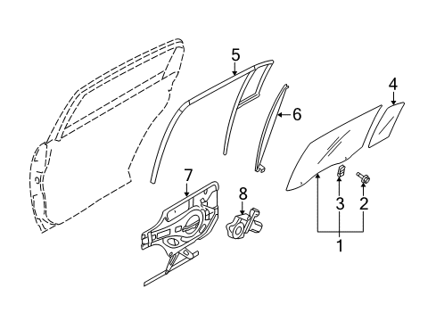 2009 Kia Amanti Front Door Regulator Assembly-Rear Door Diagram for 834013F020