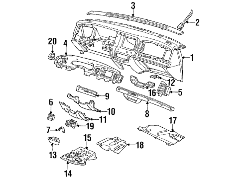 1995 Mercury Grand Marquis Instrument Panel Lock Cylinder Diagram for F5MY5443507A