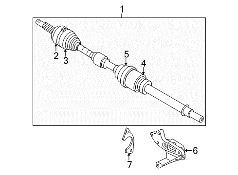 2018 Nissan Rogue Sport Drive Axles - Front Joint Kit-Outer, Front Drive Shaft Diagram for 39211-4BA0B