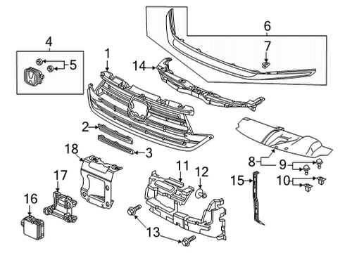 2021 Honda Odyssey Grille & Components Bolt-Washer (6X16) Diagram for 93405-06016-07