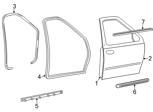 2000 Ford F-150 Front Door & Components, Exterior Trim Edge Guard Diagram for YL3Z-1520910-AA