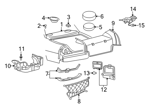 2003 Mercury Grand Marquis Interior Trim - Rear Body Anchor Cover Diagram for YW1Z-54613E54-AAF