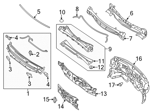 2016 Nissan Pathfinder Cowl Insulator-Cowl Top Diagram for 66891-3JA0A