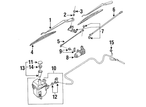 1992 Nissan Sentra Wiper & Washer Components Windshield Wiper Blade Assembly Diagram for 28890-61S05