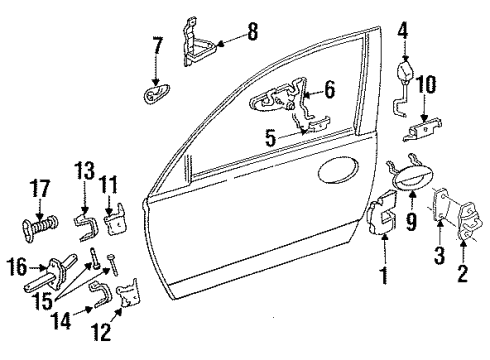 1996 Dodge Intrepid Door & Components Front Door Body Half Hinge Diagram for 4756980