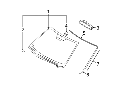 2012 Hyundai Elantra Windshield Glass, Reveal Moldings Module & Sensor Assembly-Rain Diagram for 96000-3K000