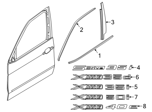 2017 BMW X5 Exterior Trim - Front Door Channel Cover, Exterior, Door, Front Left Diagram for 51337289619