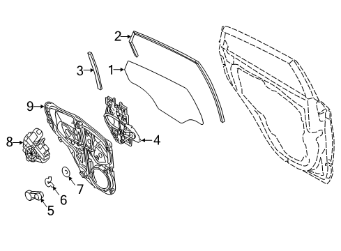 2018 Ford Fiesta Front Door Window Regulator Diagram for BE8Z-5427000-A