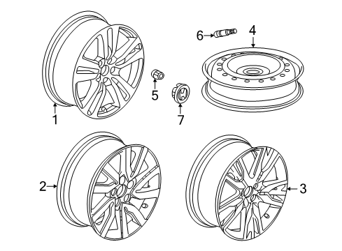 2017 Honda Pilot Wheels, Covers & Trim Disk, Aluminum Wheel (20X8J) (Tpms) (Aap) Diagram for 42700-TG7-A31
