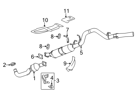 2014 Chevrolet Silverado 2500 HD Exhaust Components Muffler & Pipe Diagram for 25811686