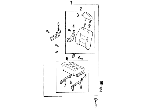 1997 Kia Sportage Front Seat Components Cushion-Front Seat, RH Diagram for 0K02H57210B96