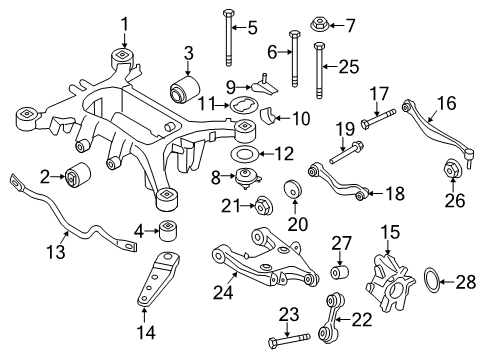 2015 BMW 760Li Rear Suspension Components, Lower Control Arm, Upper Control Arm, Ride Control, Stabilizer Bar Rubber Mounting Front Diagram for 33316852042