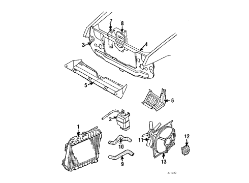 1985 Nissan Pulsar NX Radiator & Components, Cooling Fan Motor Assembly Fan Diagram for 21481-37A00